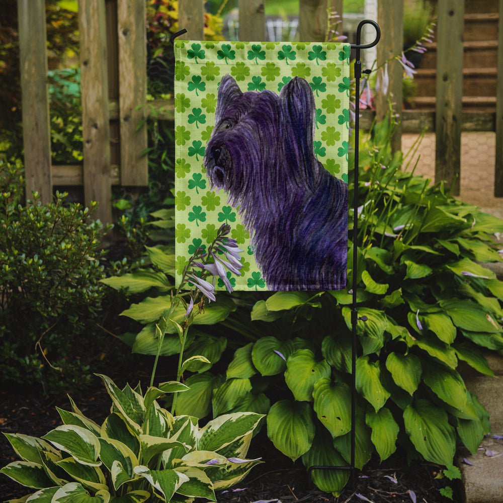 Skye Terrier St. Patrick's Day Shamrock Portrait Flag Garden Size.