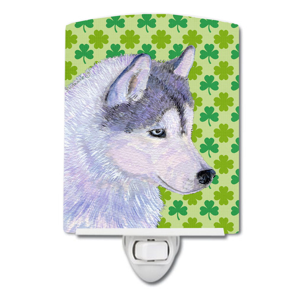 Siberian Husky St. Patrick&#39;s Day Shamrock Portrait Ceramic Night Light SS4395CNL - the-store.com