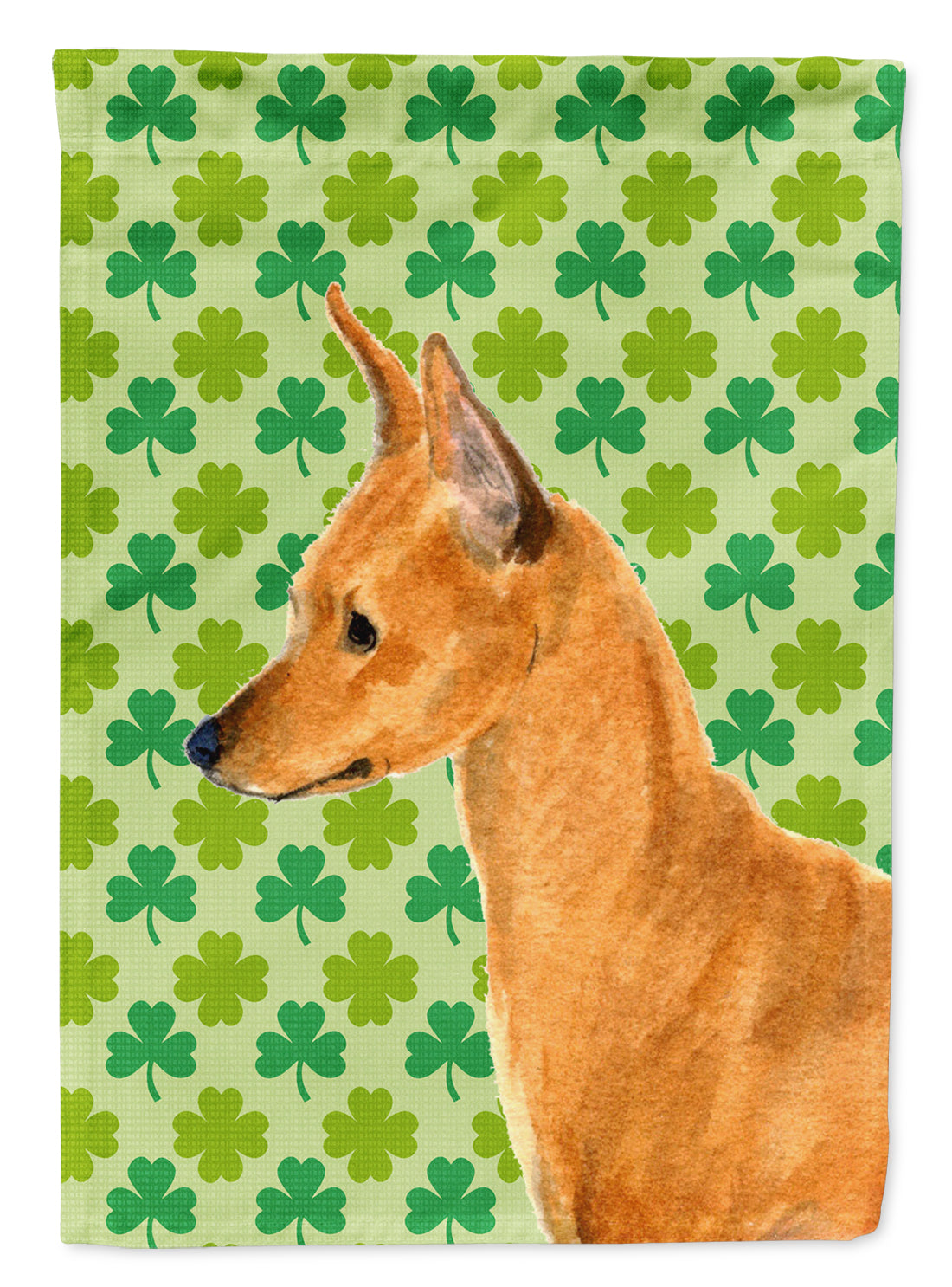 Min Pin St. Patrick&#39;s Day Shamrock Portrait Flag Canvas House Size  the-store.com.