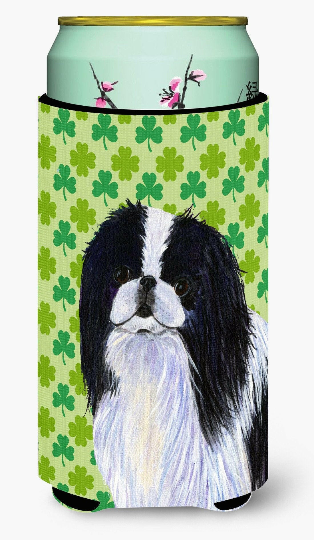 Japanese Chin St. Patrick's Day Shamrock Portrait  Tall Boy Beverage Insulator Beverage Insulator Hugger by Caroline's Treasures