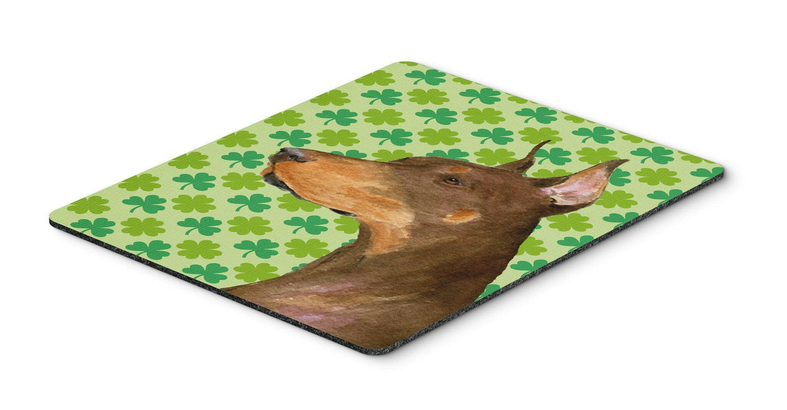 Doberman St. Patrick's Day Shamrock Portrait Mouse Pad, Hot Pad or Trivet by Caroline's Treasures