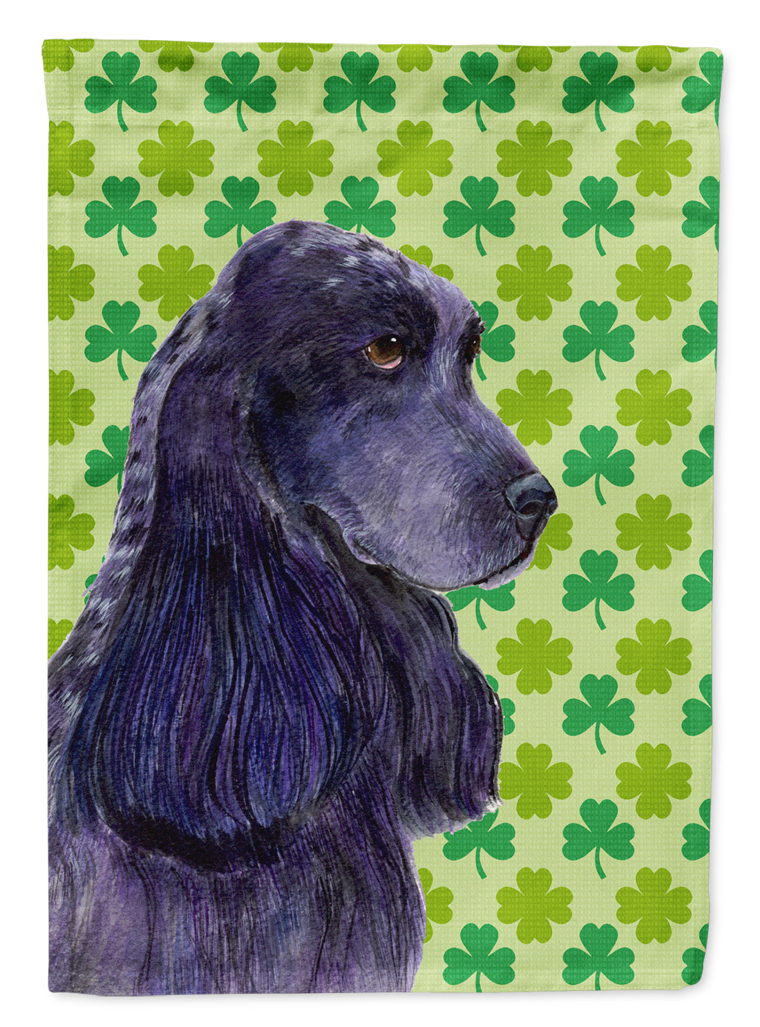 Cocker Spaniel St. Patrick&#39;s Day Shamrock Portrait Flag Canvas House Size  the-store.com.