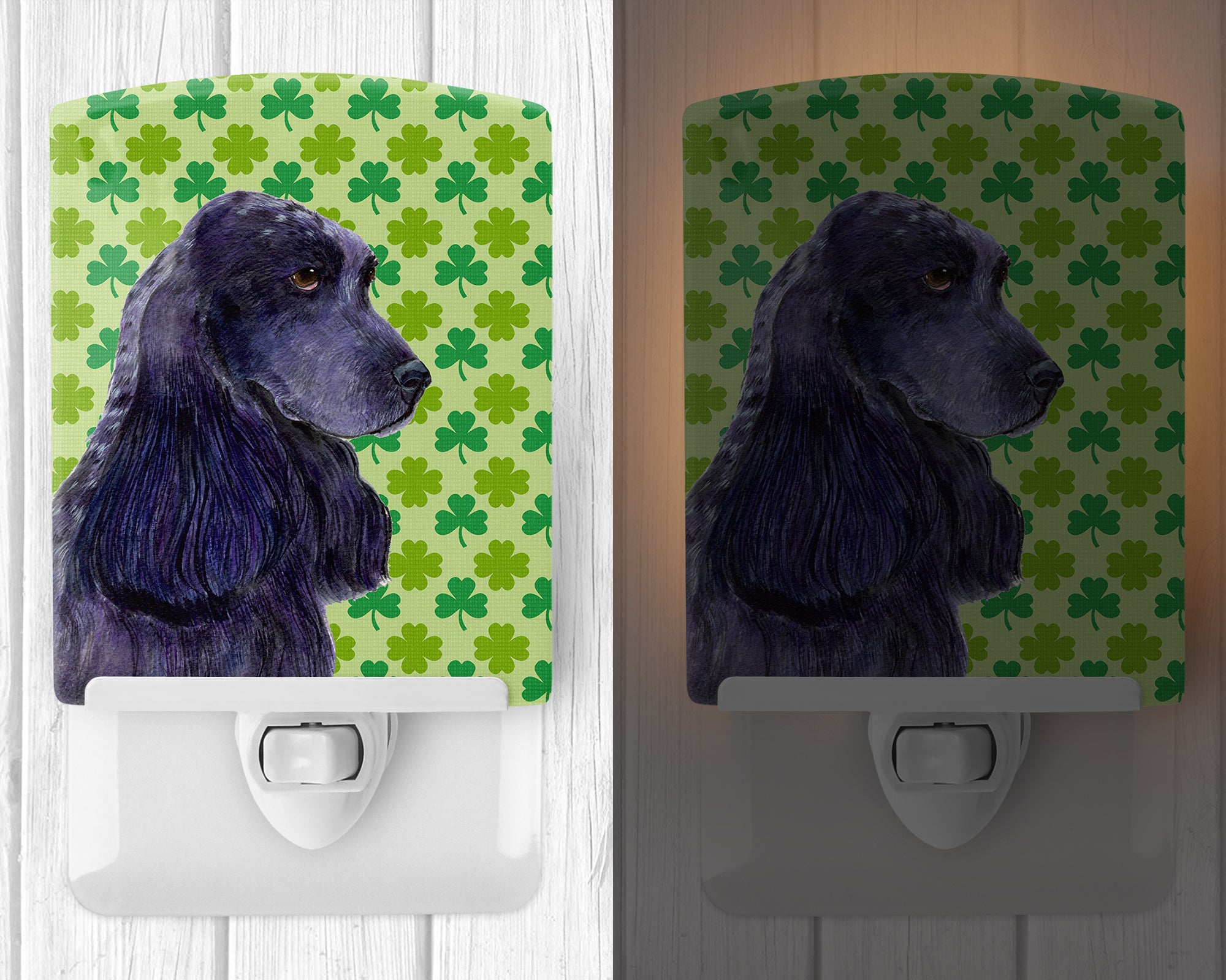 Cocker Spaniel St. Patrick's Day Shamrock Portrait Ceramic Night Light SS4402CNL - the-store.com