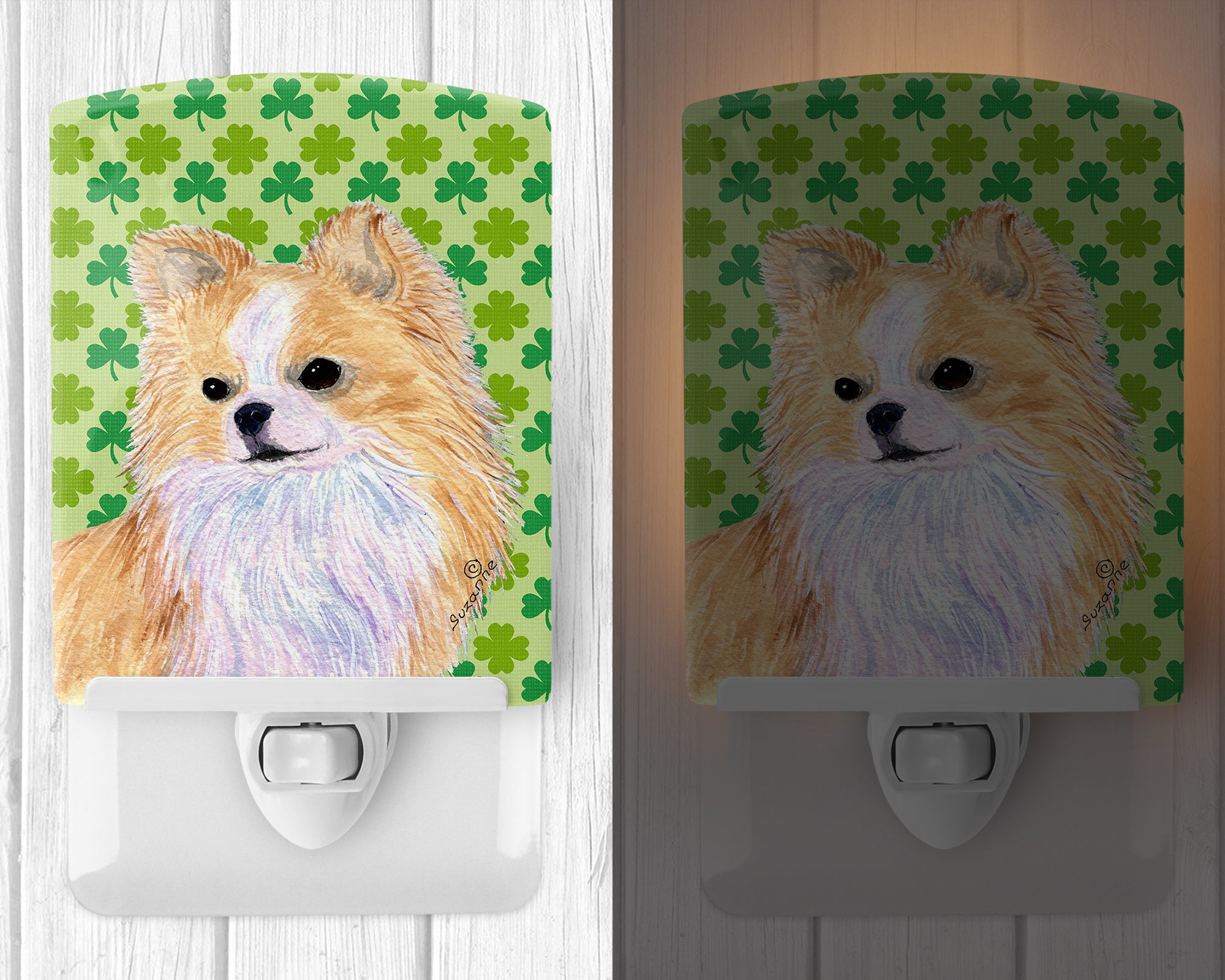 Chihuahua St. Patrick's Day Shamrock Portrait Ceramic Night Light SS4404CNL - the-store.com