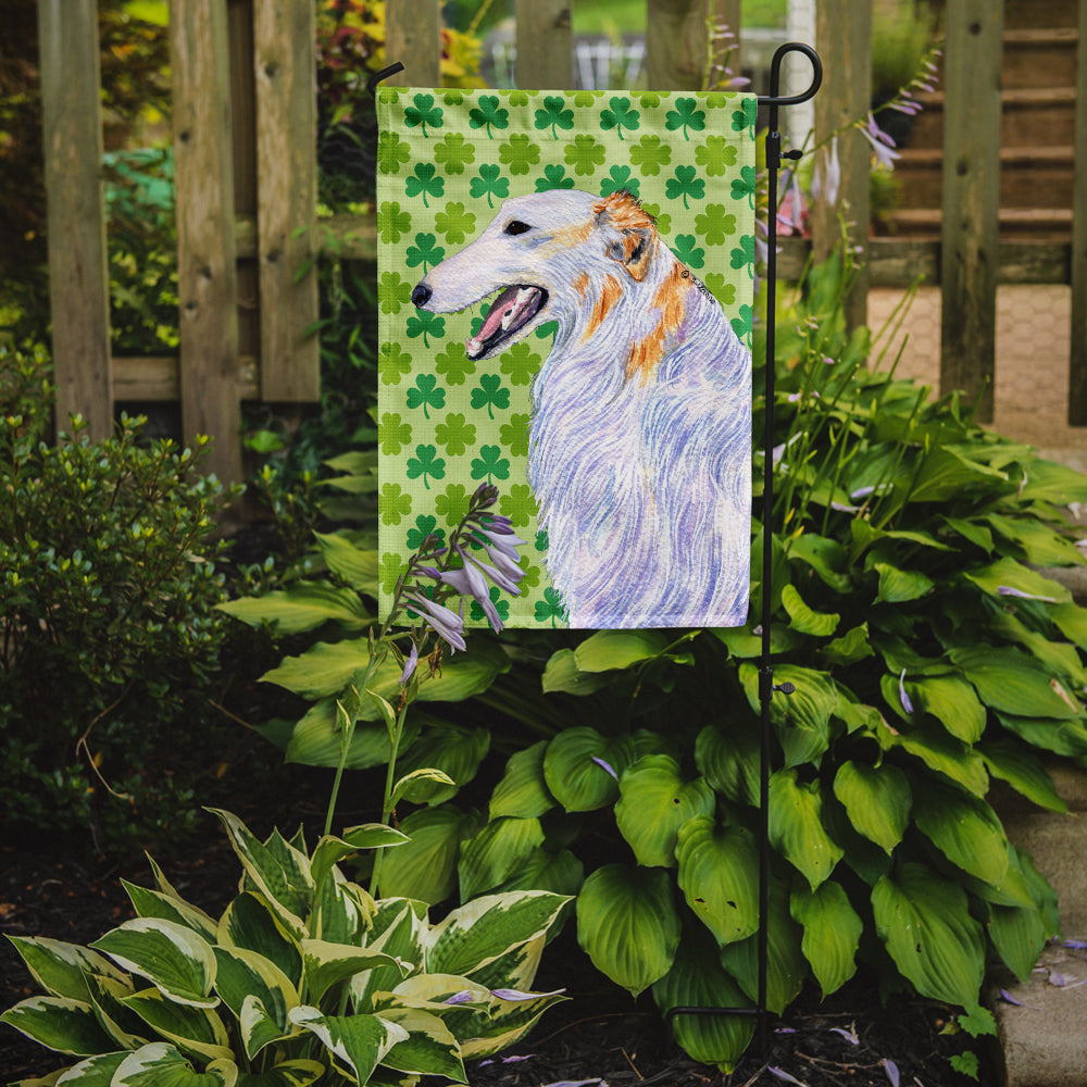 Borzoi St. Patrick's Day Shamrock Portrait Flag Garden Size  the-store.com.