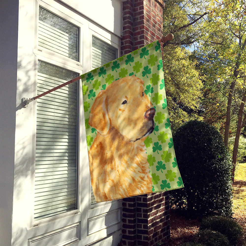 Golden Retriever St. Patrick's Day Shamrock Portrait Flag Canvas House Size  the-store.com.