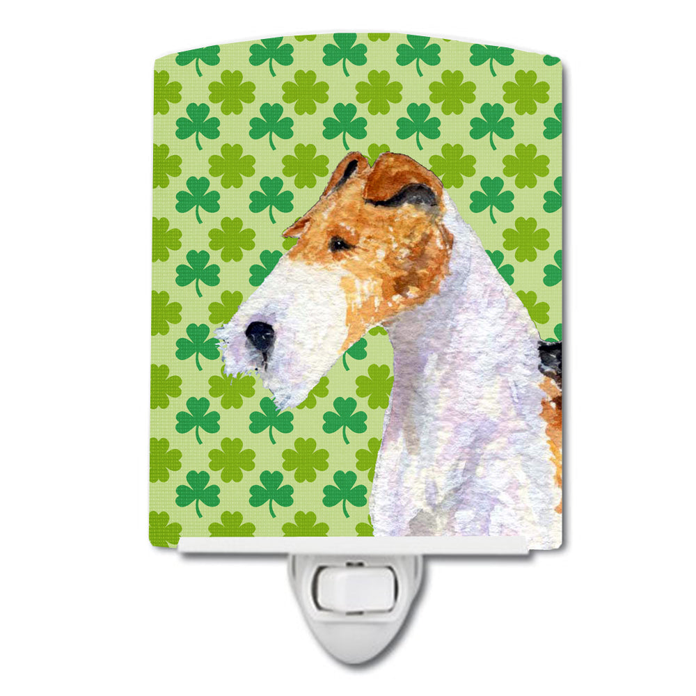 Fox Terrier St. Patrick's Day Shamrock Portrait Ceramic Night Light SS4409CNL - the-store.com