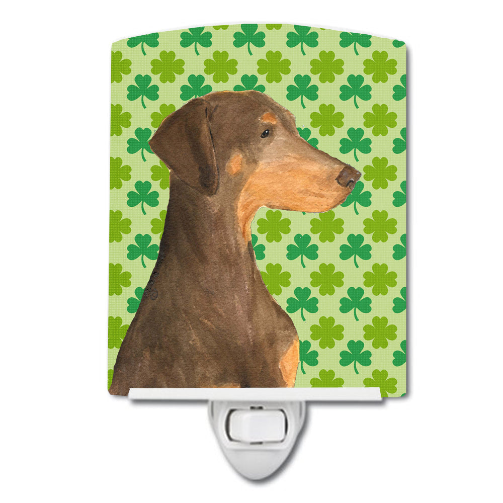 Doberman St. Patrick's Day Shamrock Portrait Ceramic Night Light SS4410CNL - the-store.com