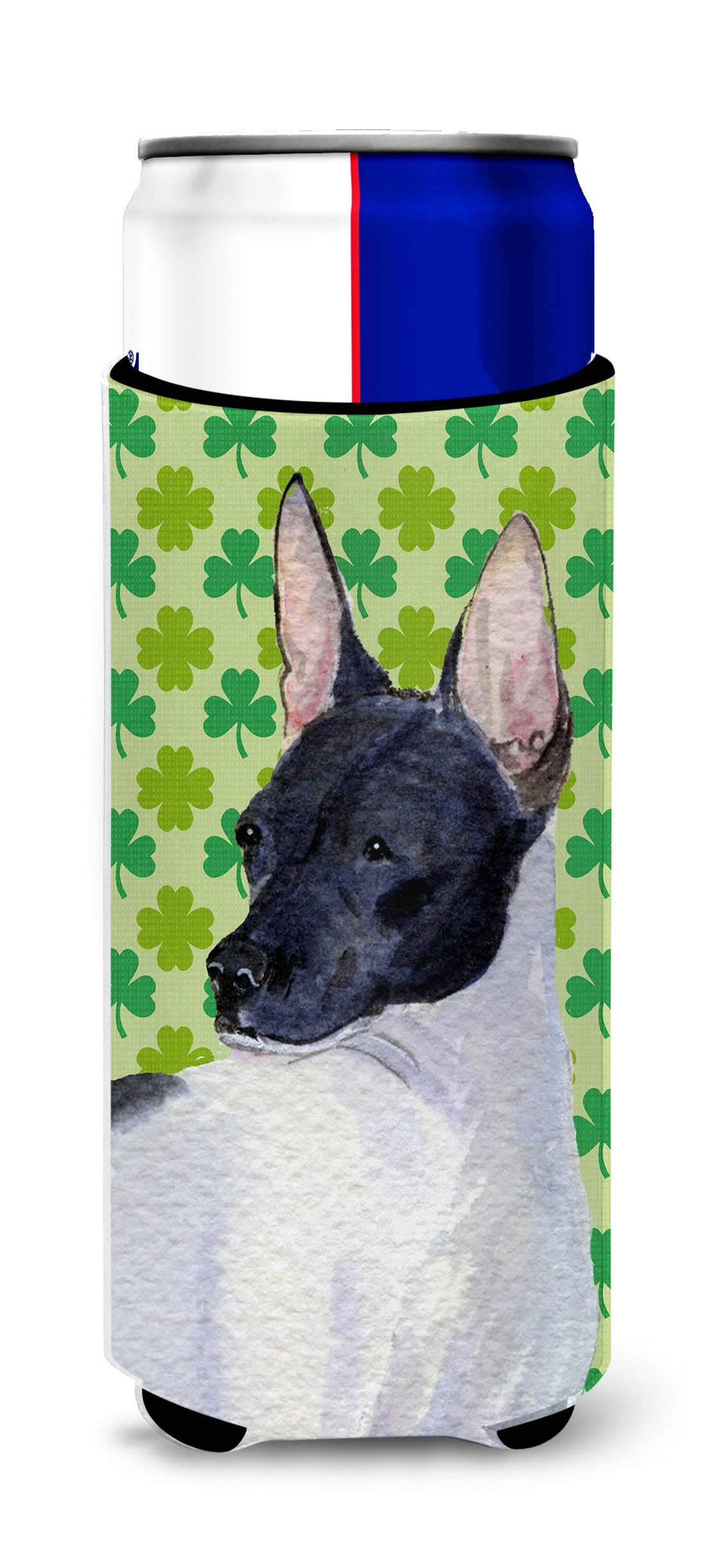 Rat Terrier St. Patrick&#39;s Day Shamrock Portrait Ultra Beverage Insulators for slim cans SS4411MUK.