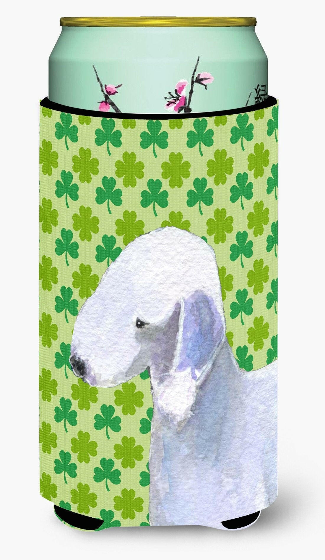 Bedlington Terrier St. Patrick&#39;s Day Shamrock Portrait  Tall Boy Beverage Insulator Beverage Insulator Hugger by Caroline&#39;s Treasures