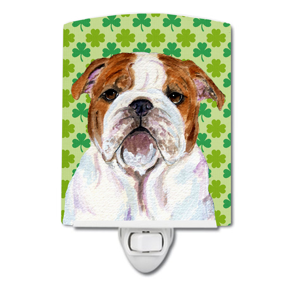 Bulldog English St. Patrick's Day Shamrock Portrait Ceramic Night Light SS4415CNL - the-store.com