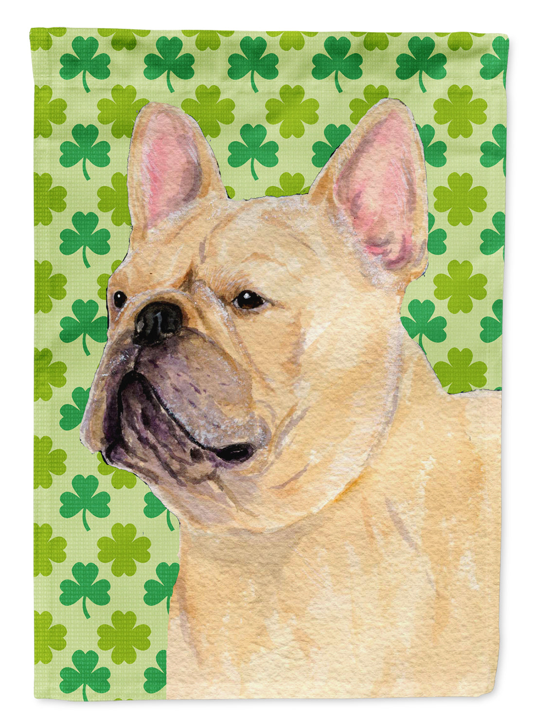 French Bulldog St. Patrick's Day Shamrock Flag Canvas House Size  the-store.com.