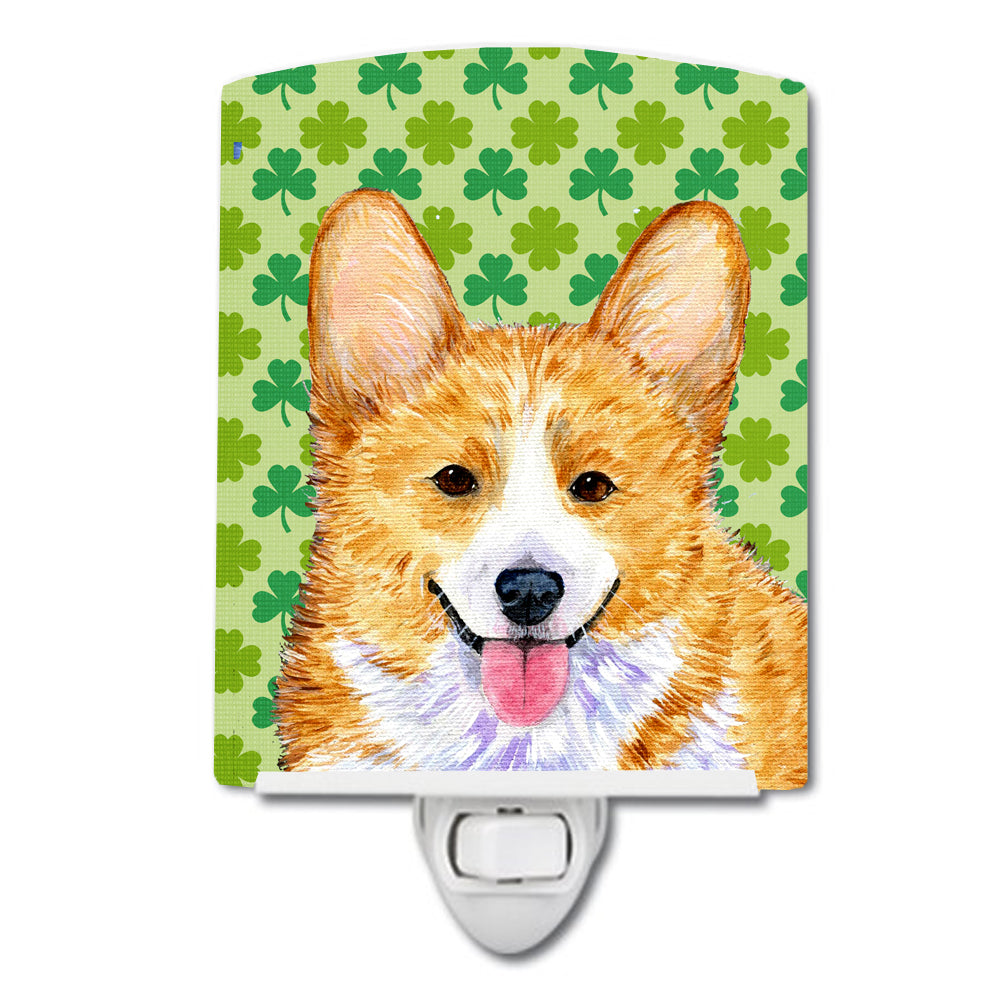 Corgi St. Patrick's Day Shamrock Portrait Ceramic Night Light SS4417CNL - the-store.com