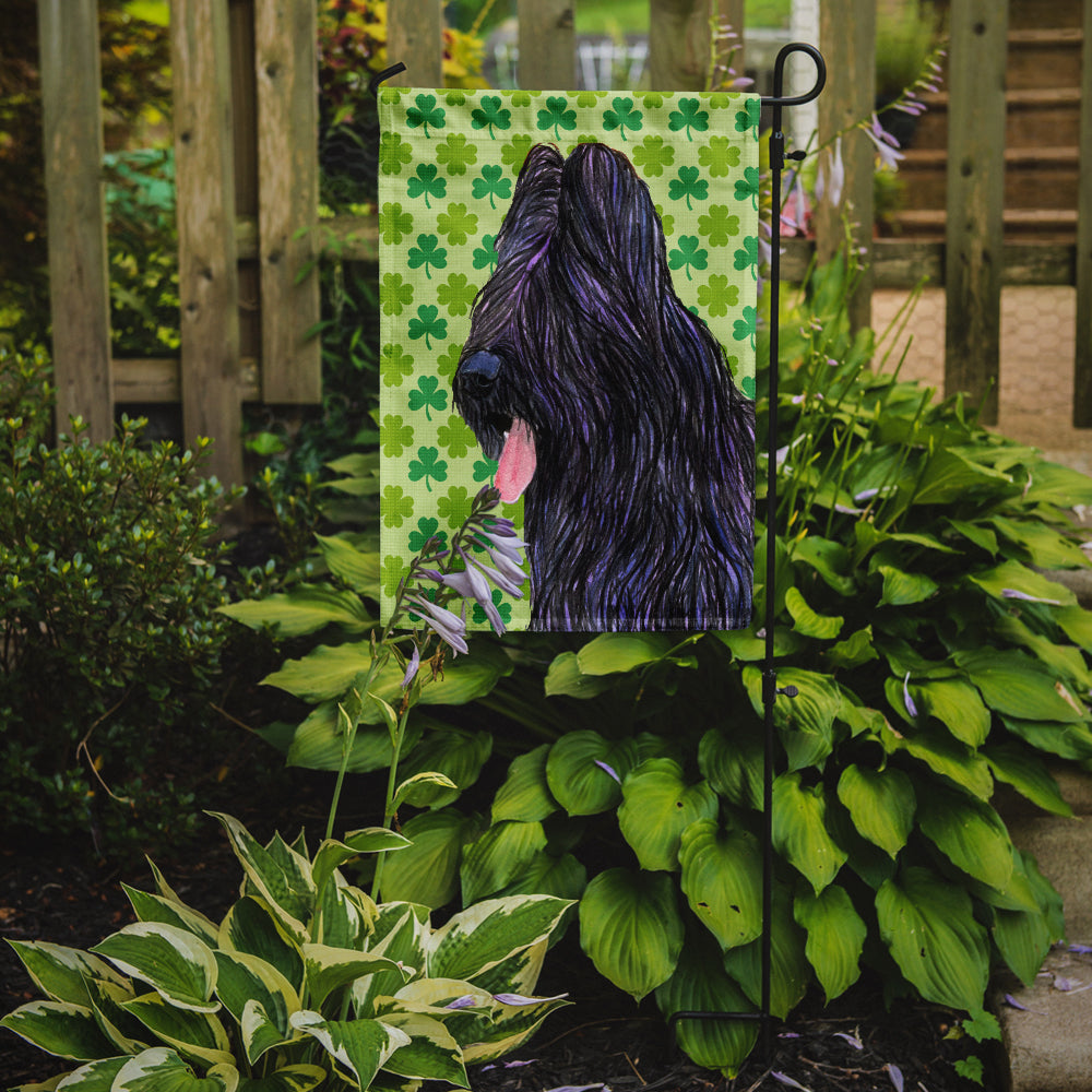 Briard St. Patrick's Day Shamrock Portrait Flag Garden Size.