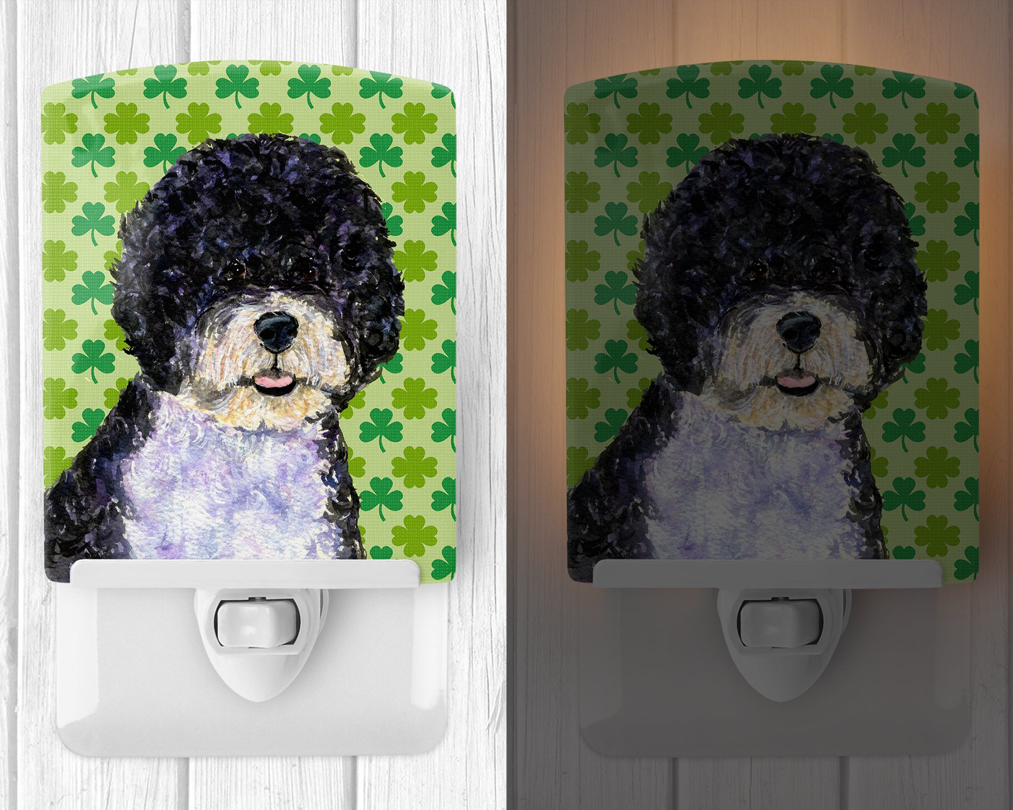 Portuguese Water Dog St. Patrick's Day Shamrock Ceramic Night Light SS4421CNL - the-store.com