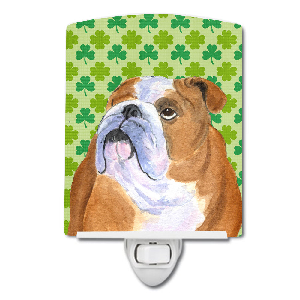 Bulldog English St. Patrick's Day Shamrock Portrait Ceramic Night Light SS4422CNL - the-store.com