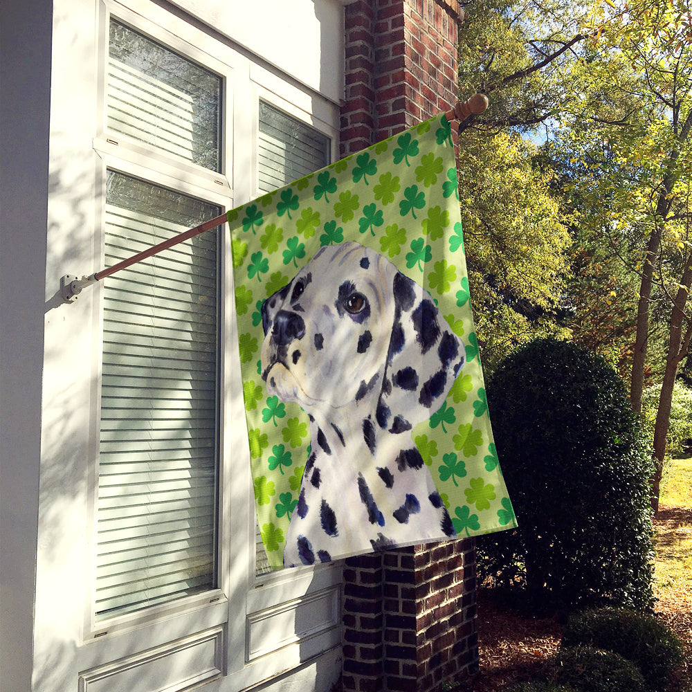 Dalmatian St. Patrick's Day Shamrock Portrait Flag Canvas House Size  the-store.com.