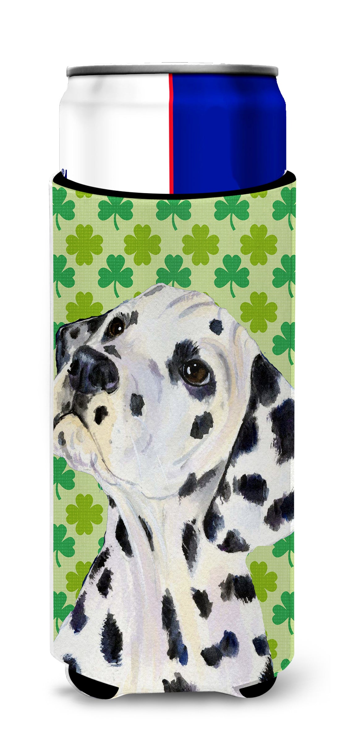 Dalmatian St. Patrick&#39;s Day Shamrock Portrait Ultra Beverage Insulators for slim cans SS4423MUK.