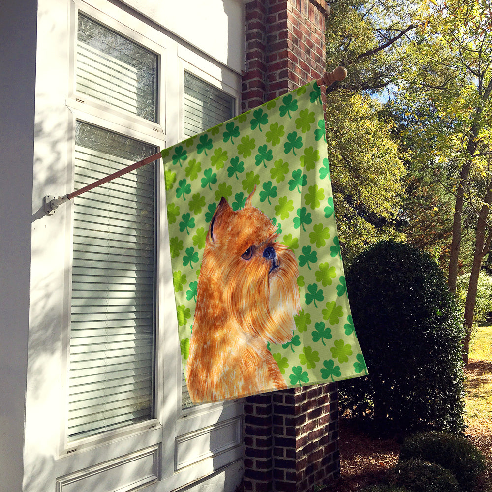 Brussels Griffon St. Patrick's Day Shamrock Portrait Flag Canvas House Size  the-store.com.