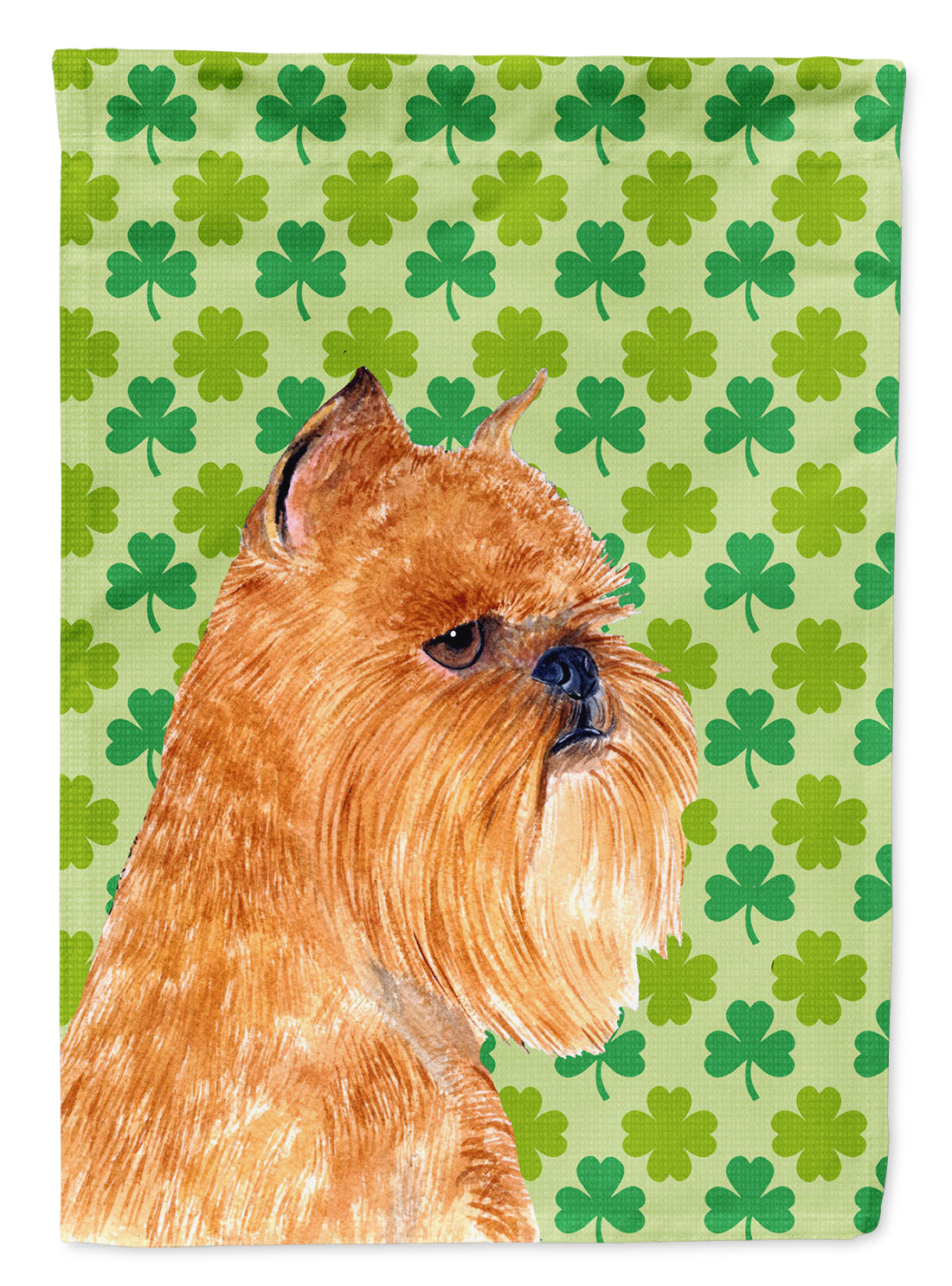 Brussels Griffon St. Patrick's Day Shamrock Portrait Flag Canvas House Size  the-store.com.