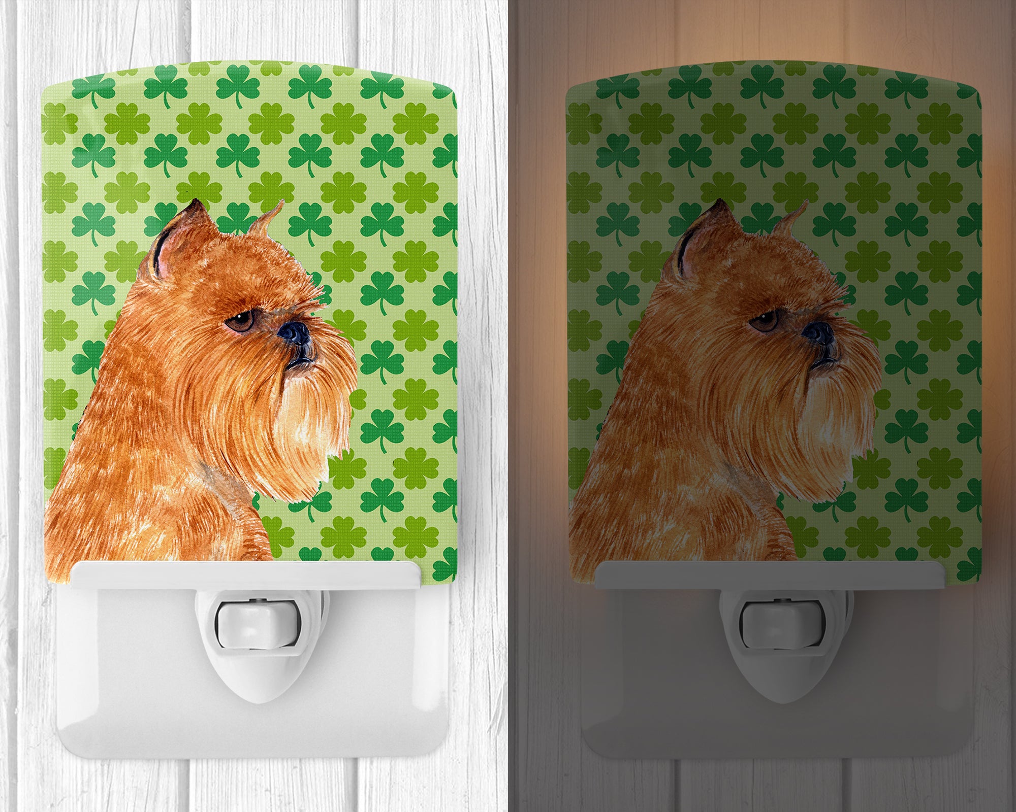 Brussels Griffon St. Patrick's Day Shamrock Portrait Ceramic Night Light SS4425CNL - the-store.com