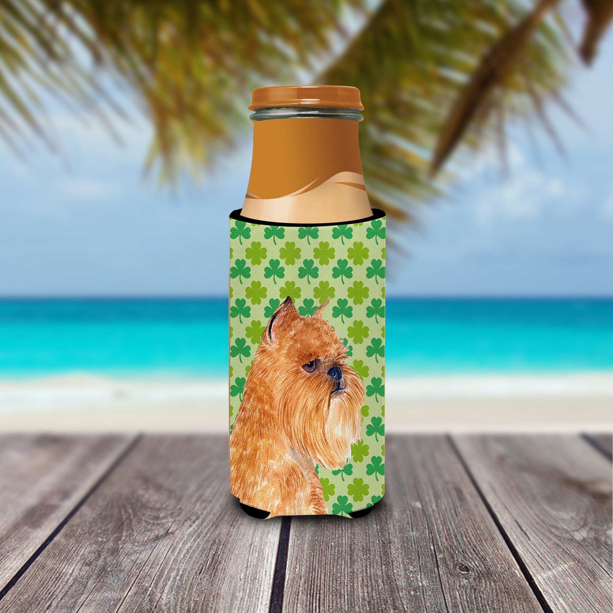 Brussels Griffon St. Patrick's Day Shamrock Portrait Ultra Beverage Insulators for slim cans SS4425MUK.