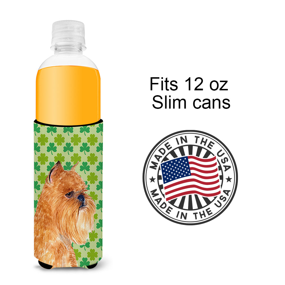 Brussels Griffon St. Patrick's Day Shamrock Portrait Ultra Beverage Insulators for slim cans SS4425MUK.