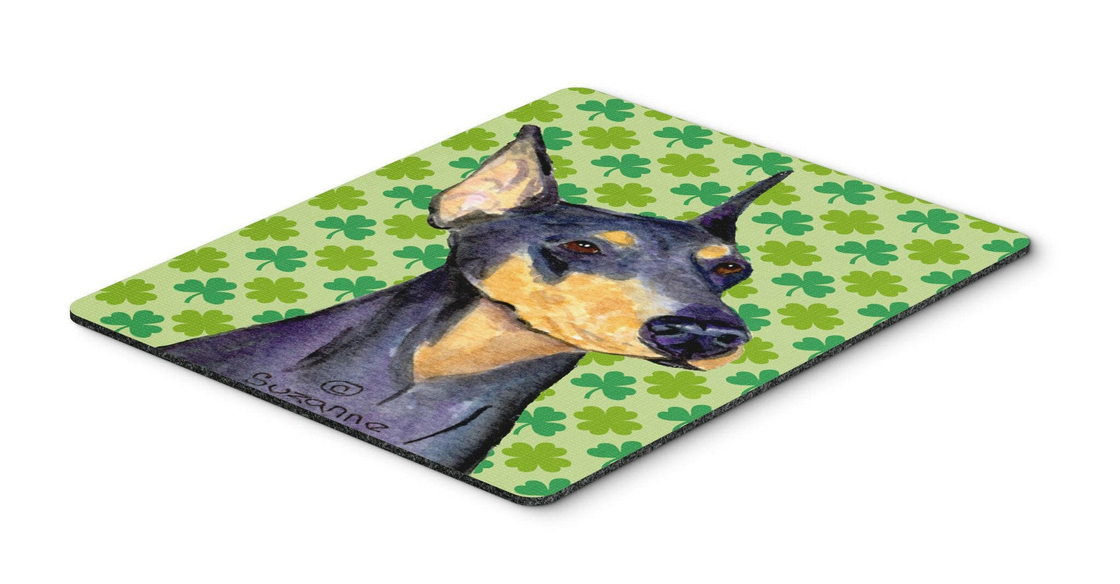 Doberman St. Patrick's Day Shamrock Portrait Mouse Pad, Hot Pad or Trivet by Caroline's Treasures