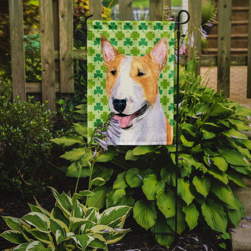 Bull Terrier St. Patrick's Day Shamrock Portrait Flag Garden Size.