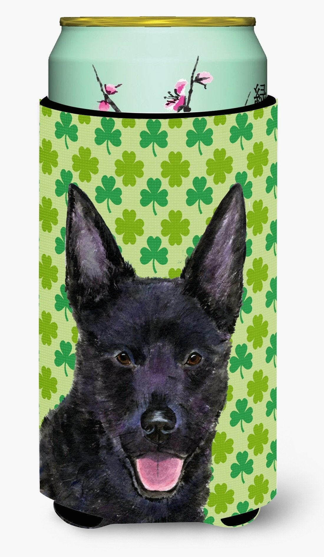 Australian Kelpie St. Patrick's Day Shamrock Portrait  Tall Boy Beverage Insulator Beverage Insulator Hugger by Caroline's Treasures