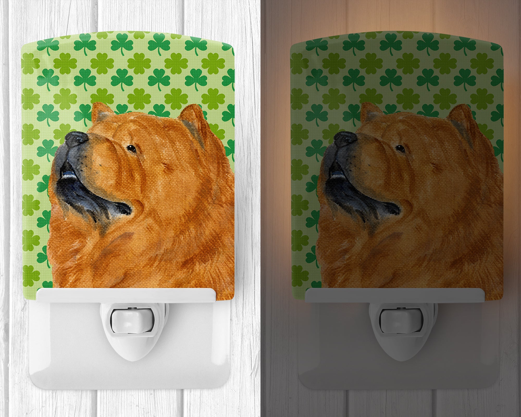 Chow Chow St. Patrick's Day Shamrock Portrait Ceramic Night Light SS4433CNL - the-store.com