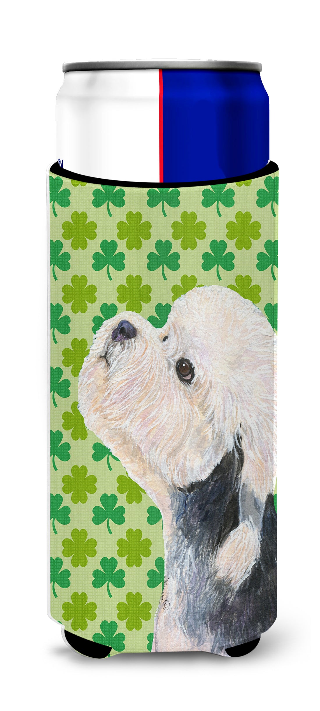 Dandie Dinmont Terrier St. Patrick's Day Shamrock Ultra Beverage Insulators for slim cans SS4434MUK.