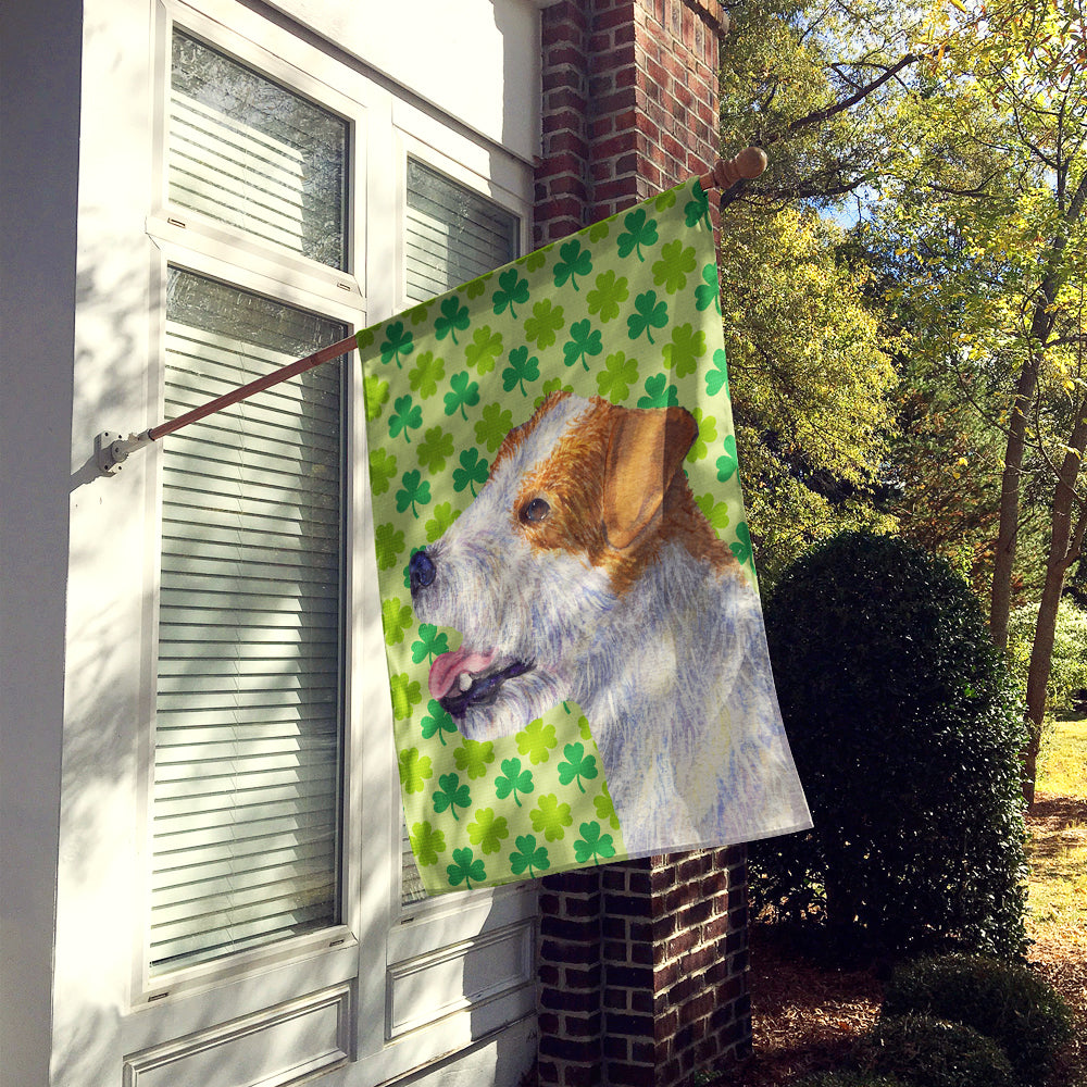 Jack Russell Terrier St. Patrick's Day Shamrock Portrait Flag Canvas House Size  the-store.com.