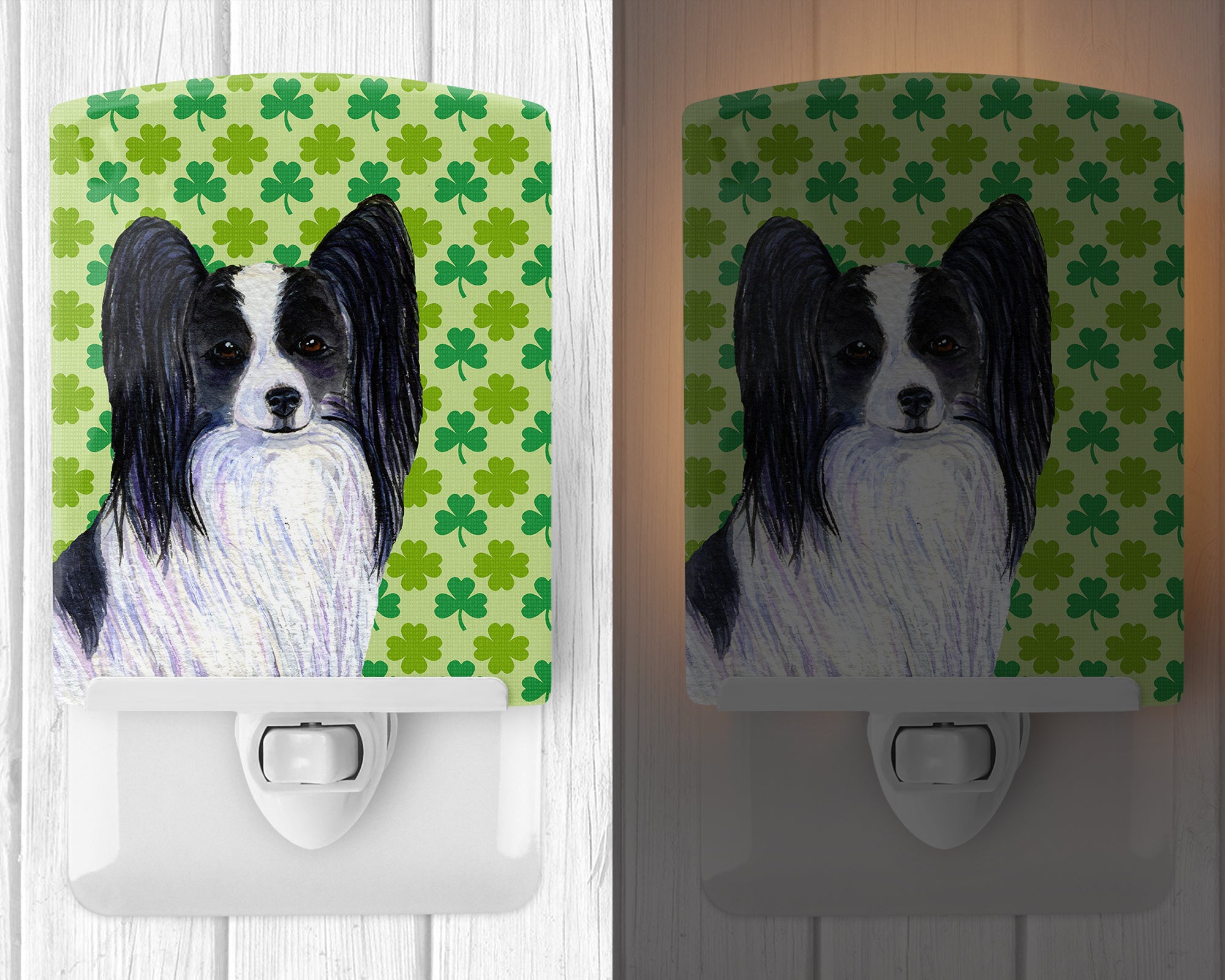 Papillon St. Patrick's Day Shamrock Portrait Ceramic Night Light SS4436CNL - the-store.com