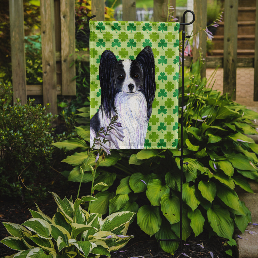 Papillon St. Patrick's Day Shamrock Portrait Flag Garden Size.