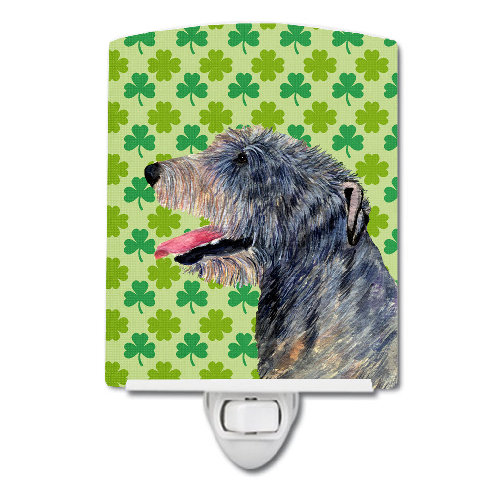 Irish Wolfhound St. Patrick's Day Shamrock Portrait Ceramic Night Light SS4437CNL - the-store.com