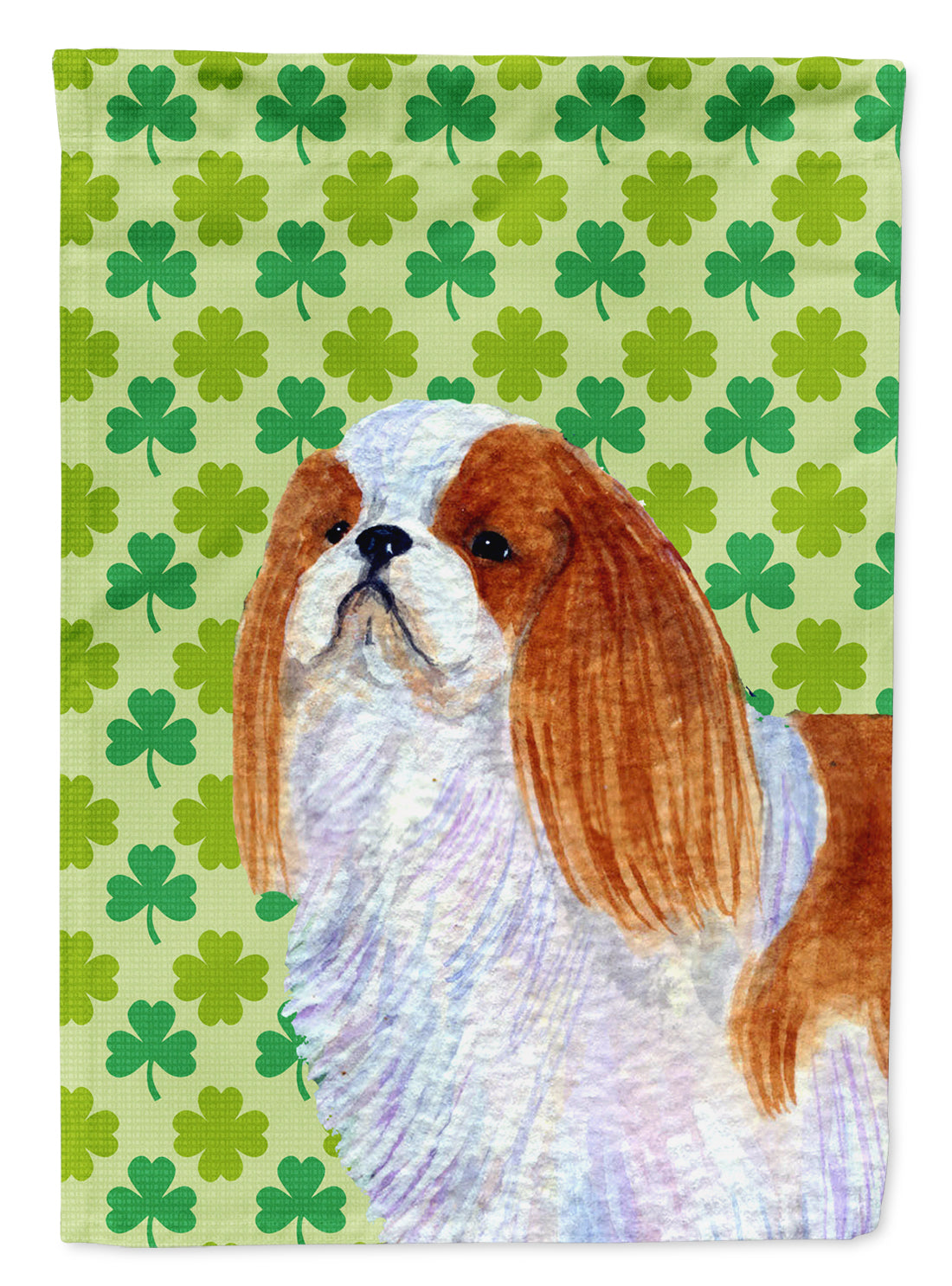 English Toy Spaniel St. Patrick's Day Shamrock Portrait Flag Canvas House Size  the-store.com.