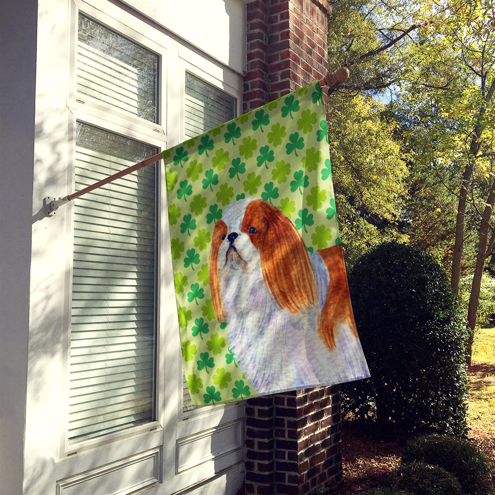 English Toy Spaniel St. Patrick's Day Shamrock Portrait Flag Canvas House Size  the-store.com.