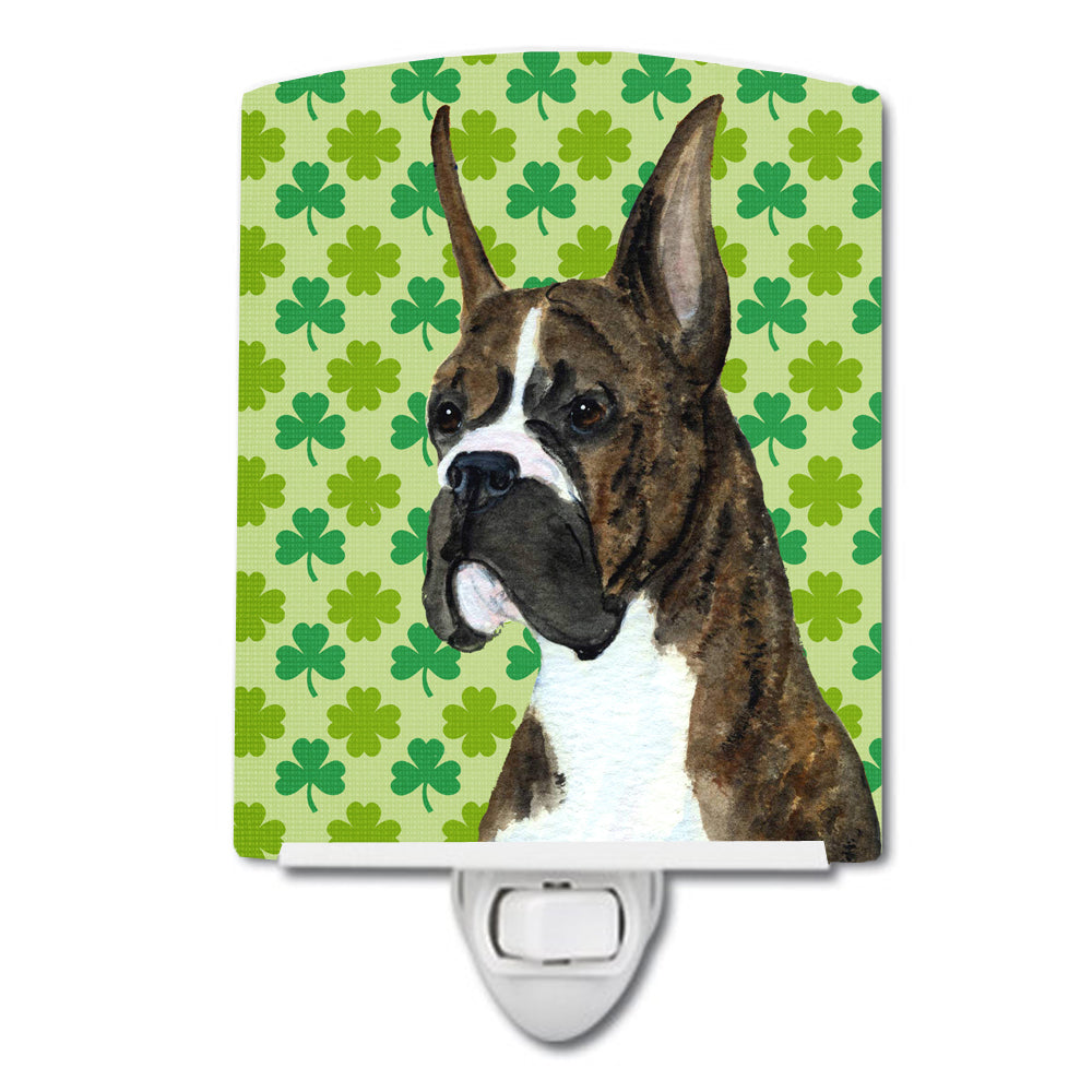 Boxer St. Patrick&#39;s Day Shamrock Portrait Ceramic Night Light SS4439CNL - the-store.com