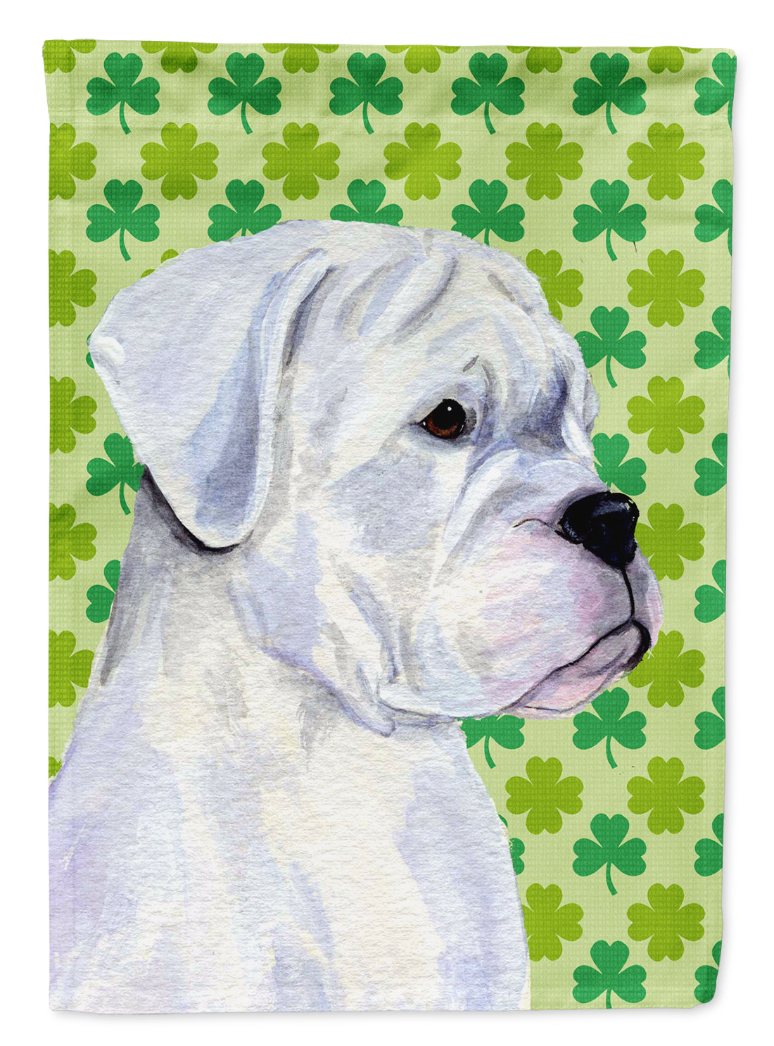 Boxer St. Patrick&#39;s Day Shamrock Portrait Flag Canvas House Size  the-store.com.