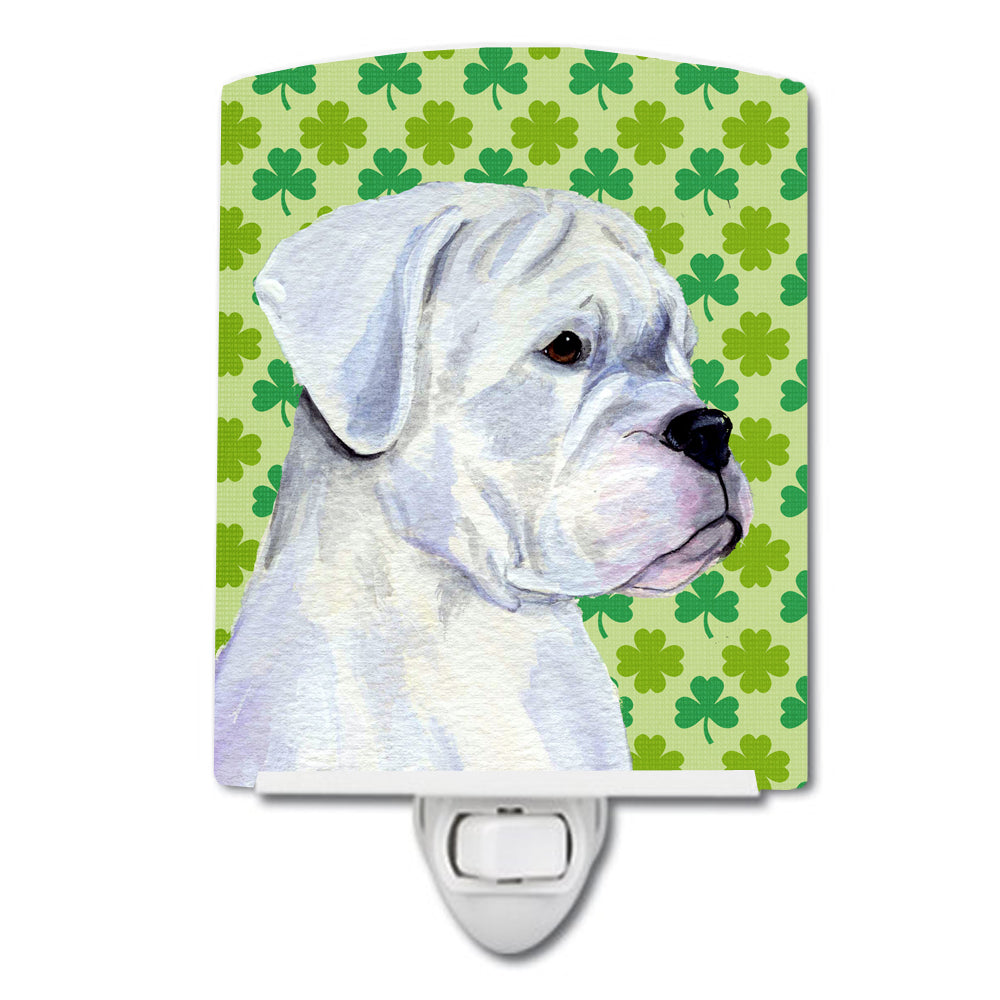 Boxer St. Patrick&#39;s Day Shamrock Portrait Ceramic Night Light SS4440CNL - the-store.com