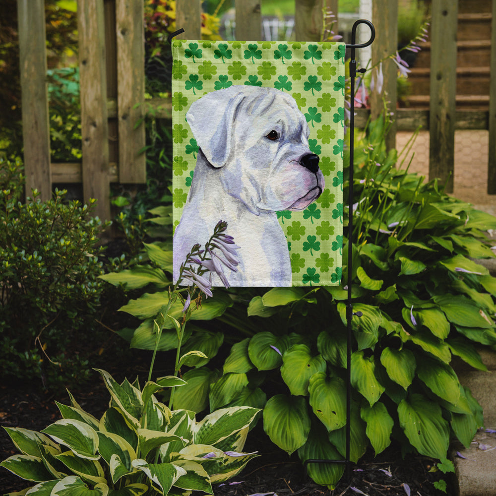 Boxer St. Patrick's Day Shamrock Portrait Flag Garden Size.