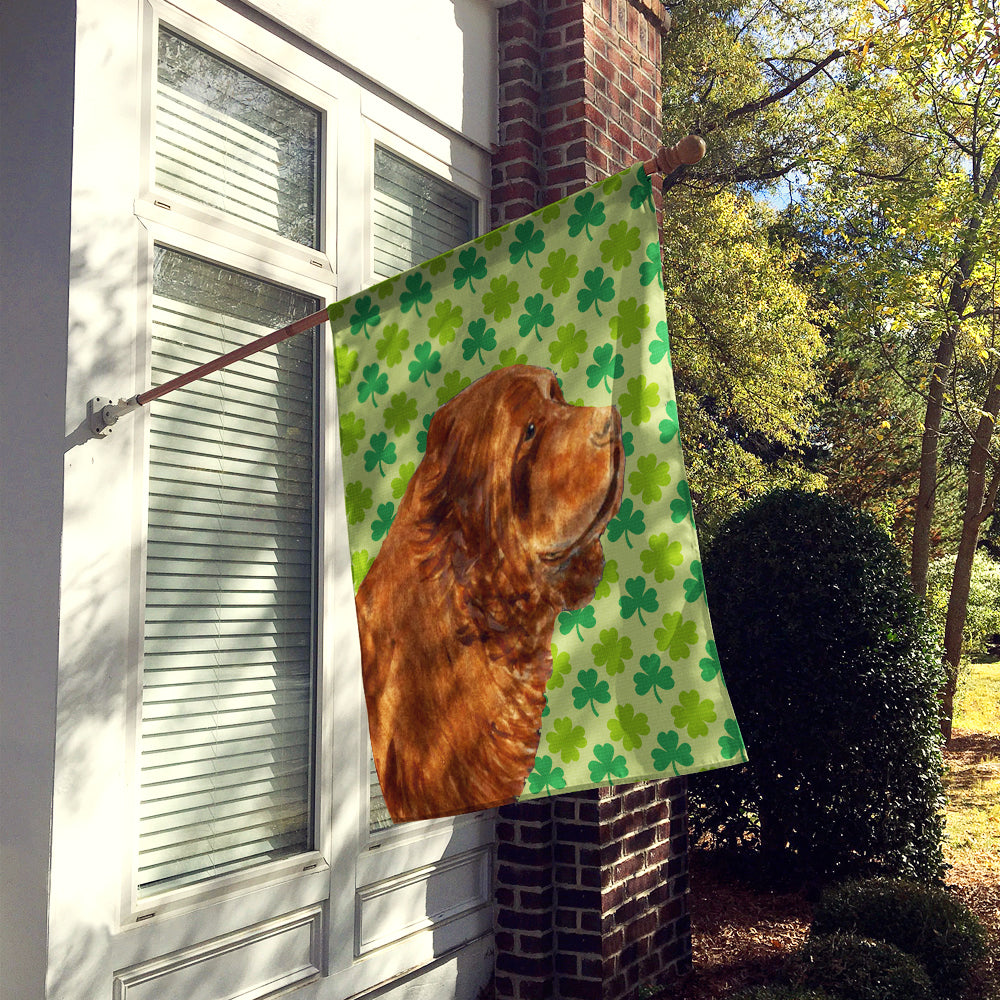 Sussex Spaniel St. Patrick's Day Shamrock Portrait Flag Canvas House Size  the-store.com.