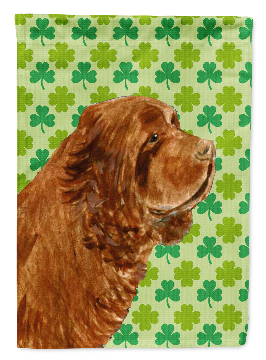 Sussex Spaniel St. Patrick's Day Shamrock Portrait Flag Canvas House Size  the-store.com.