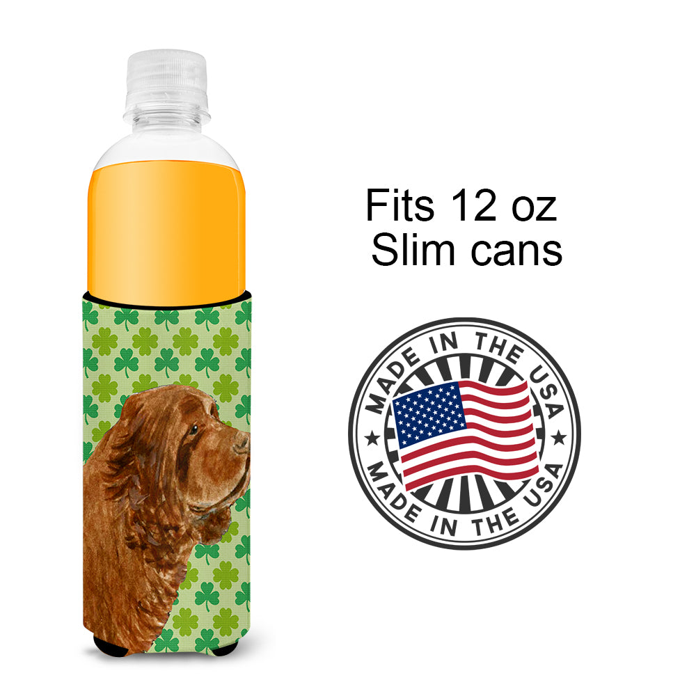 Sussex Spaniel St. Patrick's Day Shamrock Portrait Ultra Beverage Insulators for slim cans SS4441MUK.