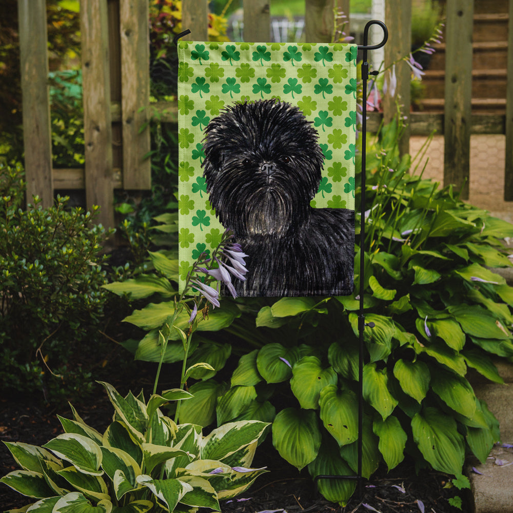 Affenpinscher St. Patrick's Day Shamrock Portrait Flag Garden Size.