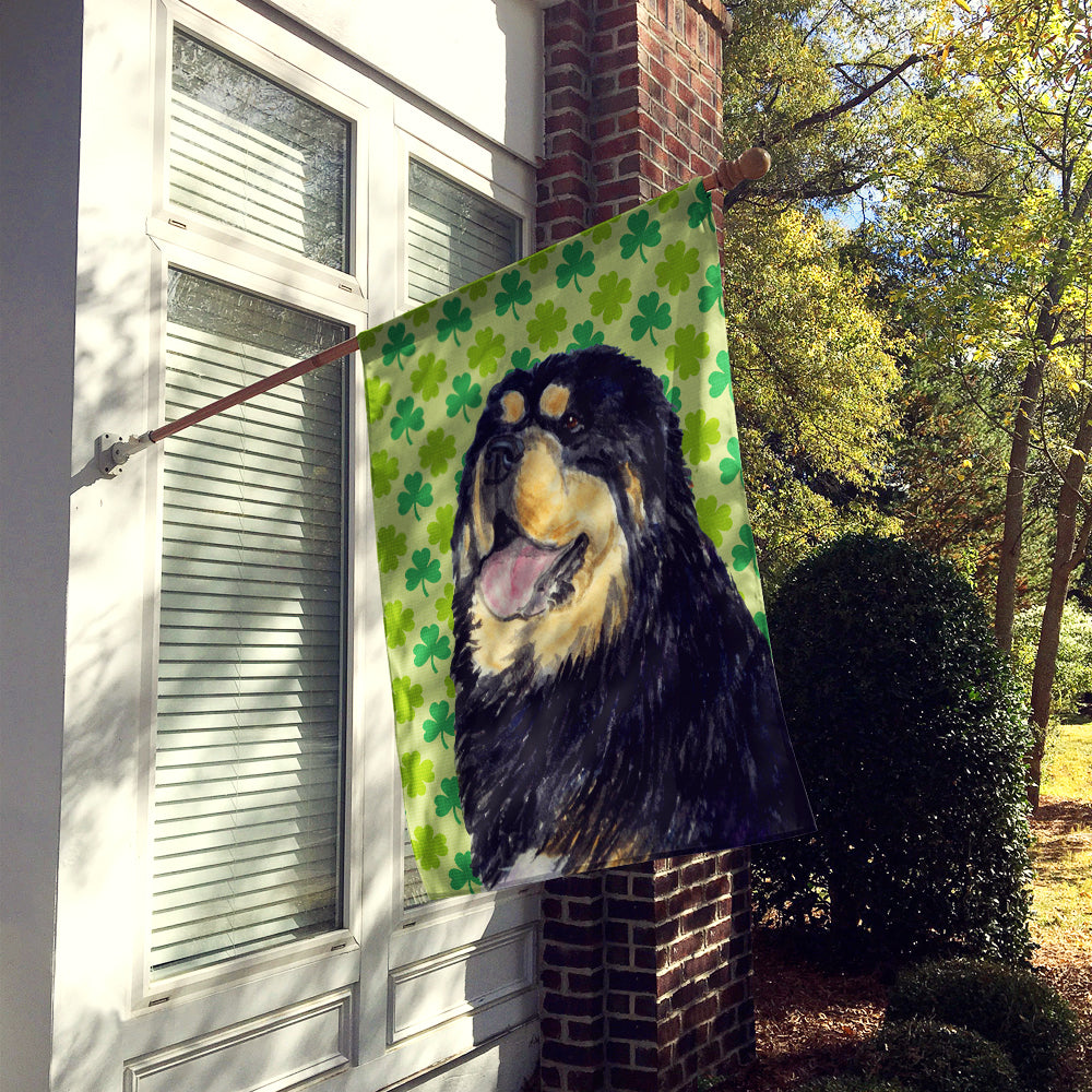 Tibetan Mastiff St. Patrick's Day Shamrock Portrait Flag Canvas House Size  the-store.com.