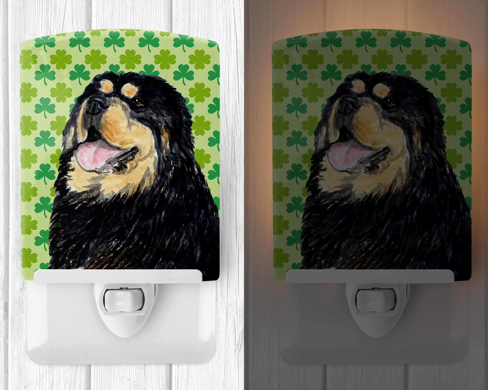 Tibetan Mastiff St. Patrick's Day Shamrock Portrait Ceramic Night Light SS4443CNL - the-store.com