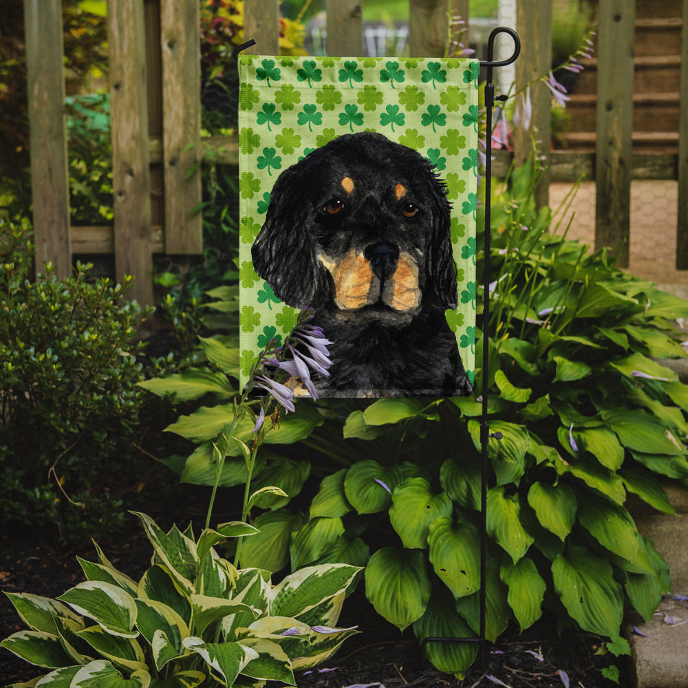 Gordon Setter St. Patrick's Day Shamrock Portrait Flag Garden Size.