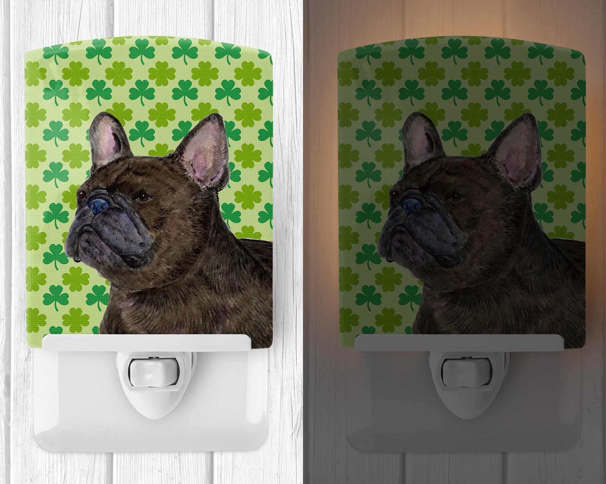 French Bulldog St. Patrick's Day Shamrock Portrait Ceramic Night Light SS4450CNL - the-store.com